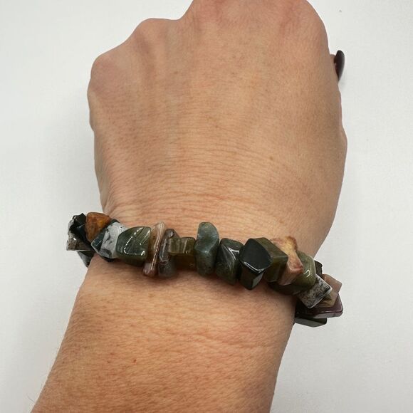 Stunning stretchy jasper, agate chipped bracelet! - Picture 12 of 14